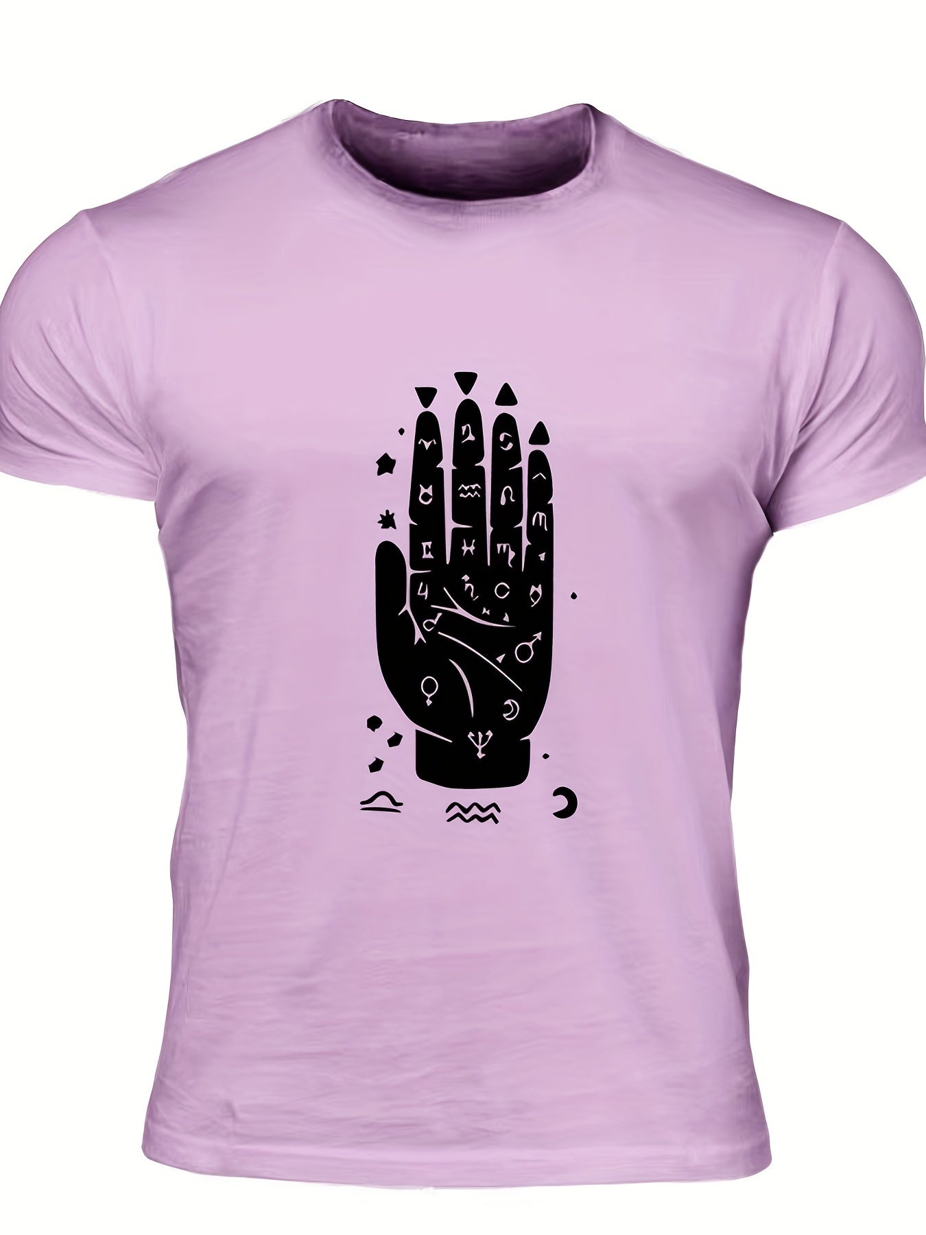 Men's Hand Graphic T-shirt Casual Comfy Crew Neck Tee