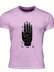 Men's Hand Graphic T-shirt Casual Comfy Crew Neck Tee