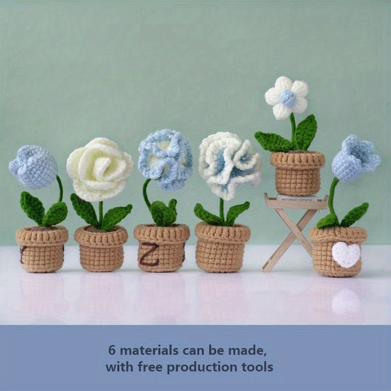 DIY Mini Potted Yarn Flower Bouquet Material Wrapped Simulated Flower Decoration