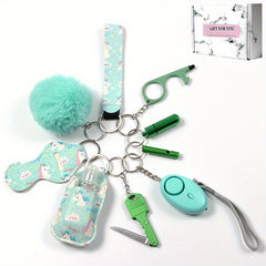 10PCS Safety Keychain Set w/ Personal Safety Alarm & Whistle, First Aid Bottle