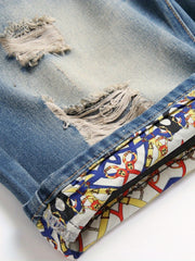 Men's Ripped Denim Shorts - Casual Street Style Distressed Denim Shorts