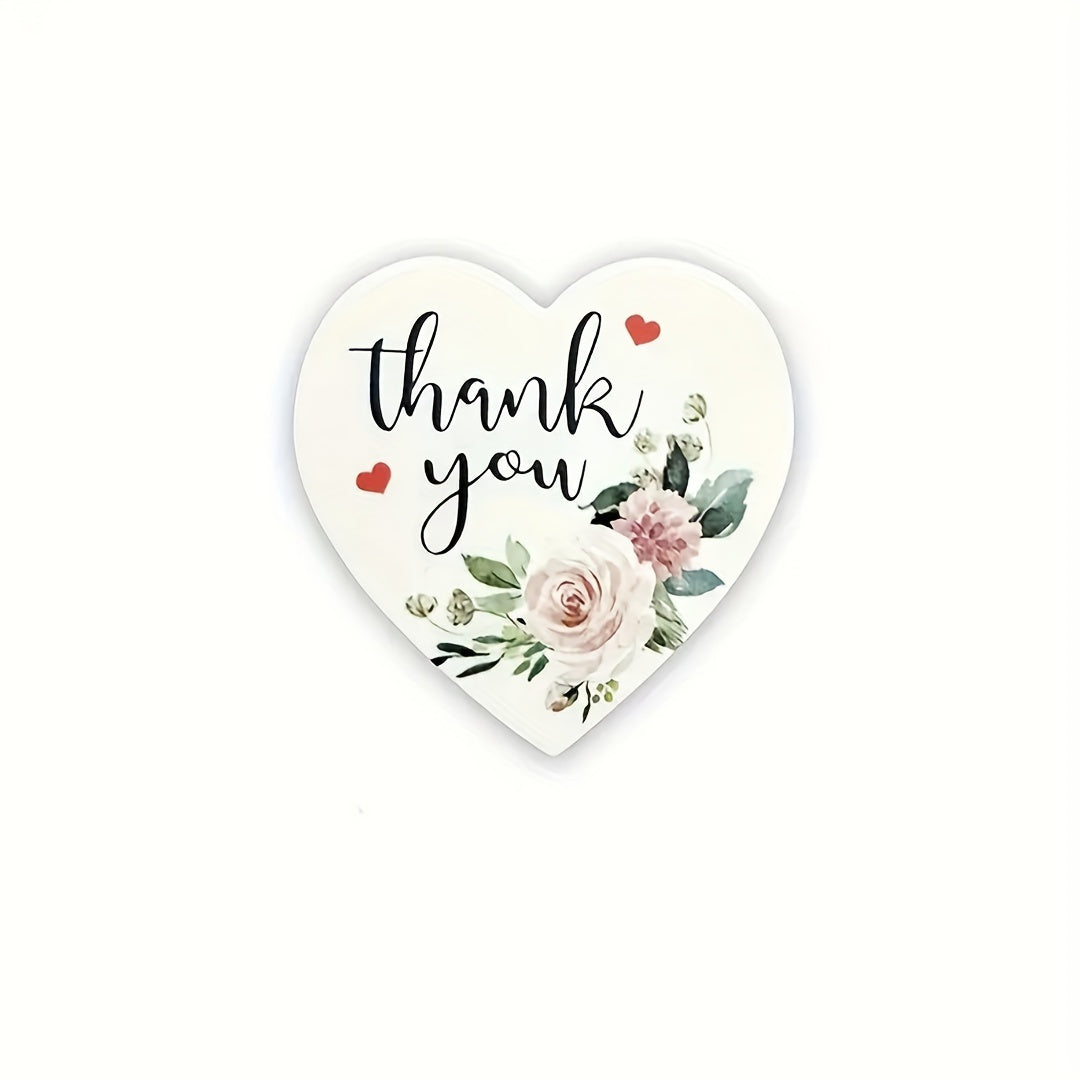 500pcs Heart Flower Stamp Thank You Sticker Paper Wedding Party Stationery