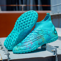 Men's High Top TF Football Boots Anti-Skid Cleats