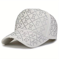 Rhinestone Letter Baseball Cap Adjustable Dad Hat Hip Hop Sun Hat