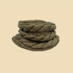 Khaki Ribbed Knit Warm Scarf Coldproof Neck Gaiter Thick Infinity Circle Loop