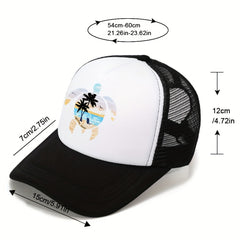 Unisex Sunshade Breathable Adjustable Baseball Cap with Beach Pattern