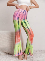 Tie Dye Block Print Flare Leg Yoga Pants