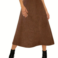 High Waist Corduroy Skirt A-Line Midi Skirt for Women