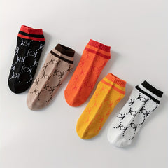 5 Pairs Letter Print Short Socks Women's Stockings
