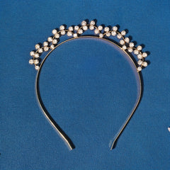 Metal Pearl Hairband Thin Headband with Rhinestones