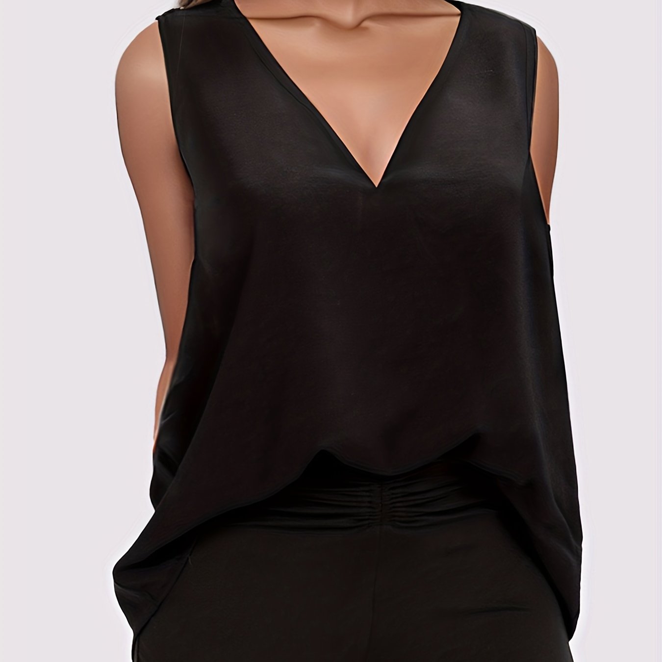 Lace Stitching V Neck Tank Top Summer Sleeveless Top