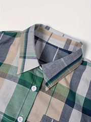 Plaid Print Long Sleeve Button Up Tunic Shirt