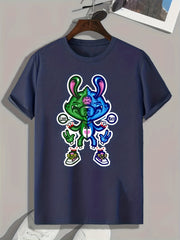 Colorful Rabbit Print Men's Graphic T shirt for Summer