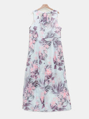 Floral Print V Neck Dress Sleeveless Sexy Dress for Spring & Summer