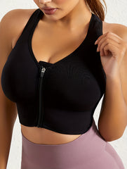 Front Zipper Sports Bra Quick Drying Workout Yoga Bra