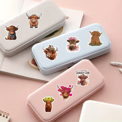 54pcs Highland Cattle Graffiti Animal Stickers for Laptop Luggage Bike