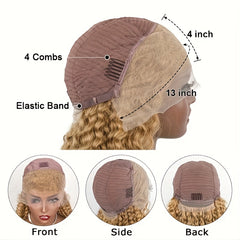 30 32 Long Inch Honey Blonde Deep Weave Curly Human Hair Wig