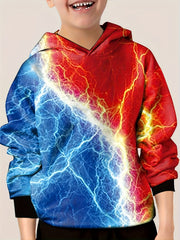 Flame Lightning Graphic Hoodie For Boys 3D Digital Printed Hooded Top