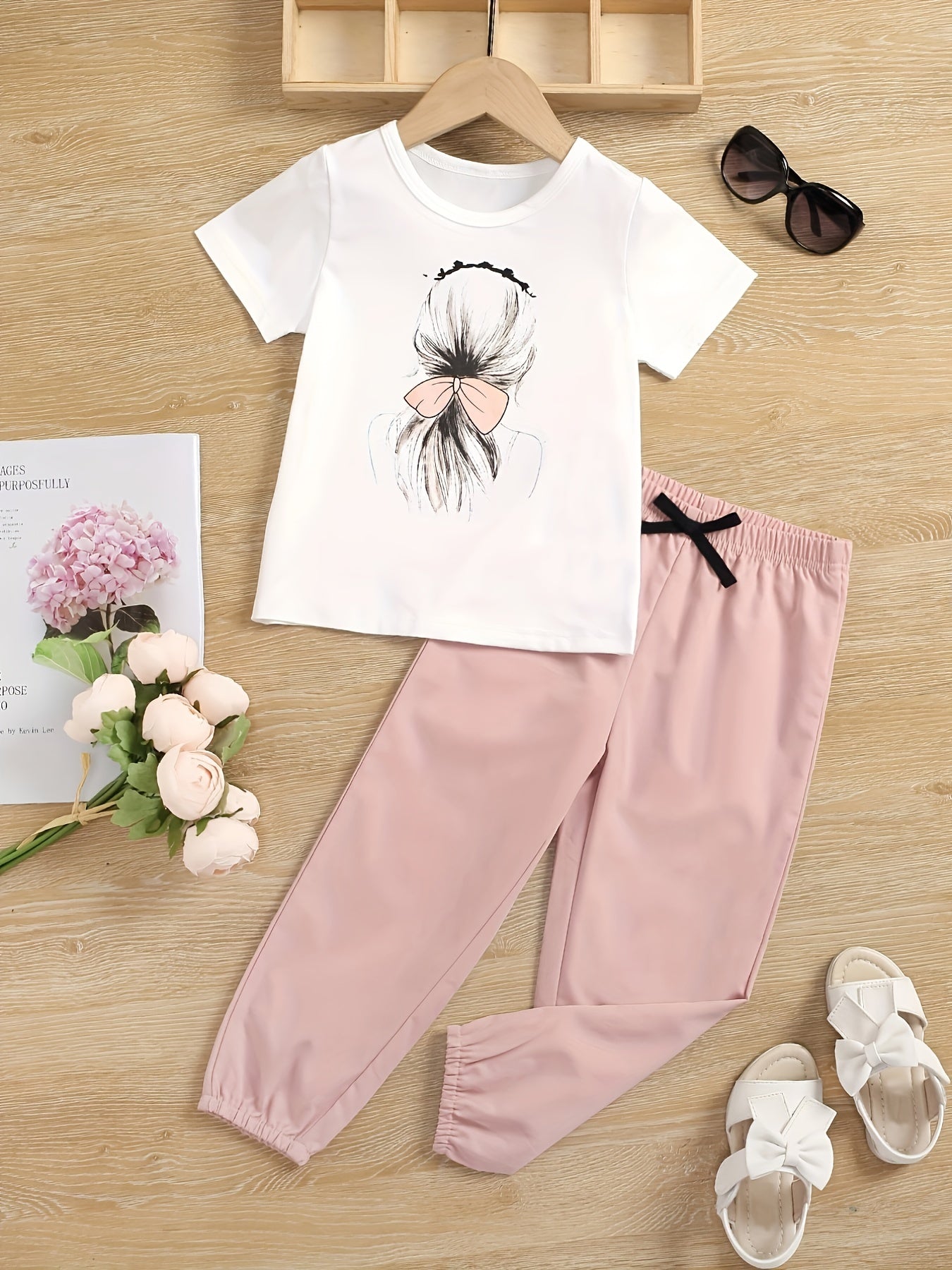 Girls Short sleeve T shirt Casual Trousers Outfit For Summer Kids Clothes