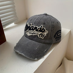 Letter Embroidery Patch Baseball Cap Vintage Washed Distressed Sun Hat