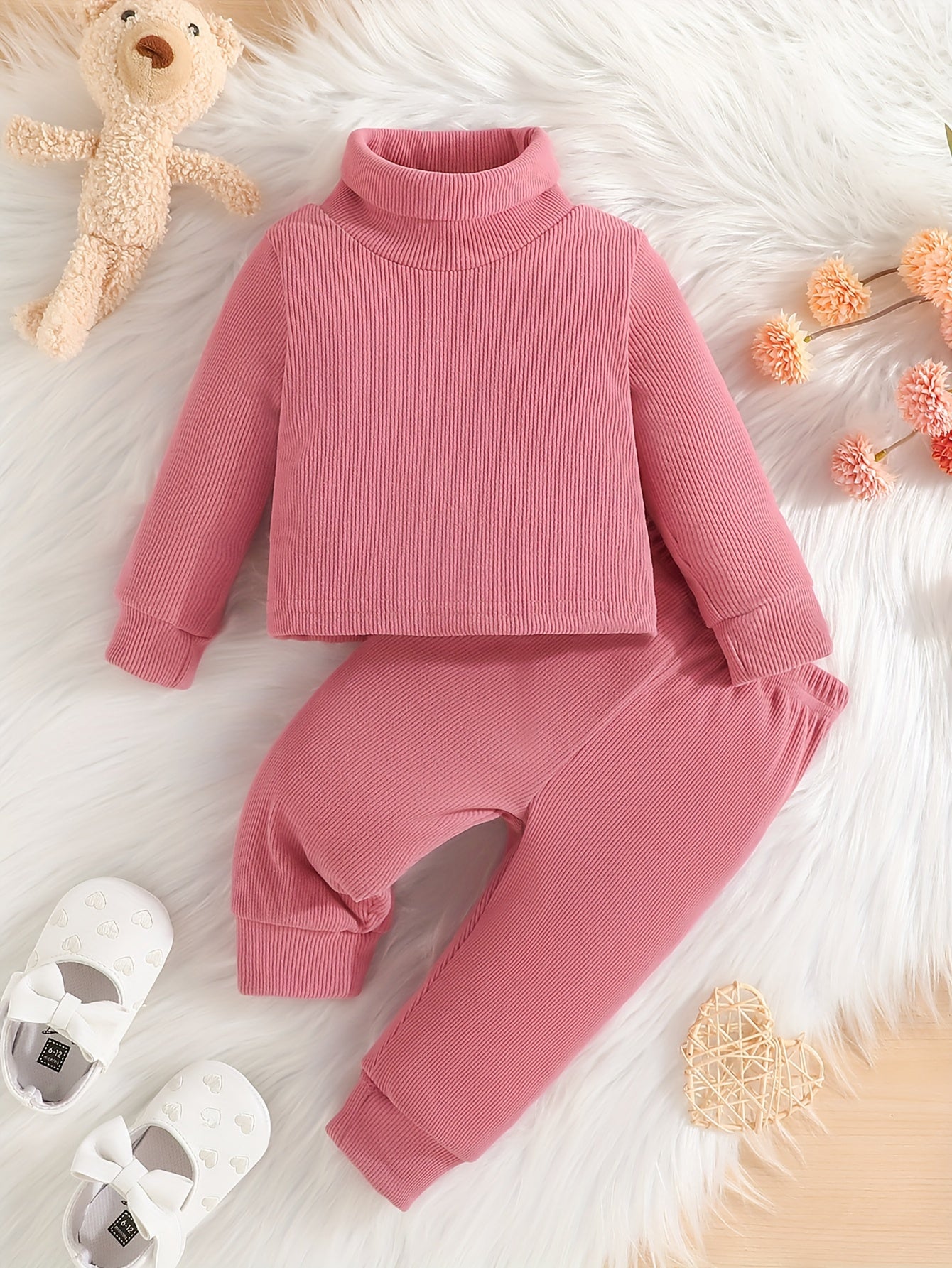 Baby Girls Turtleneck Top Trousers Set Toddler Kids Causal 2ps Outfit
