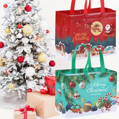4pcs Gilding Christmas Gift Bags With Handles, Reusable Grocery Bags