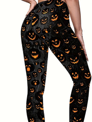 Pumpkin Print High Stretch Leggings