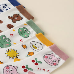 5 Pairs Cartoon Frog Mid Tube Socks Women's Stockings