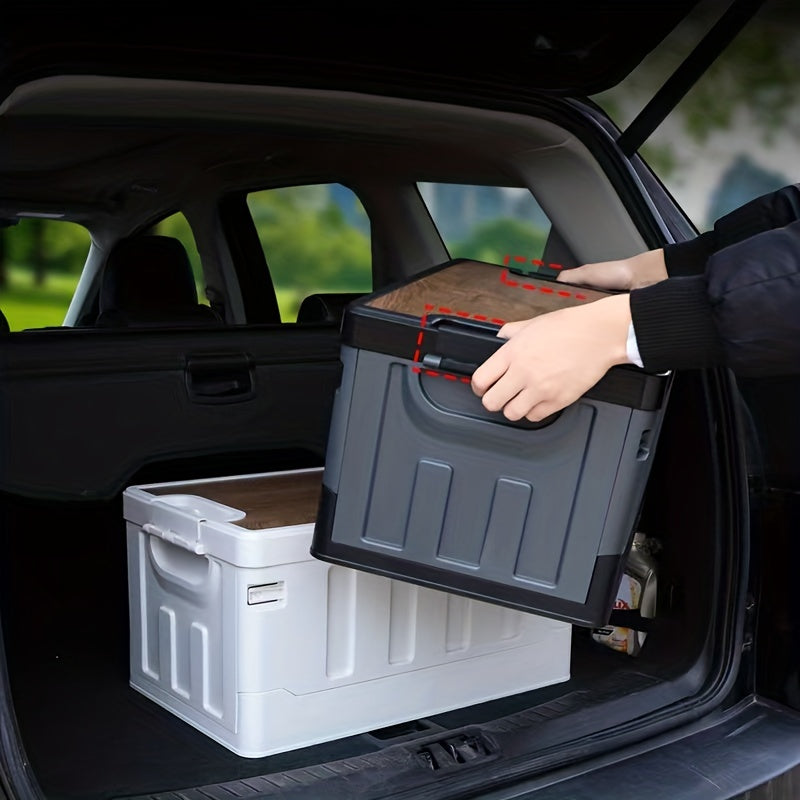 Collapsible Storage Box With Wooden Lid Large Capacity