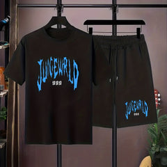 Boys 2pcs T shirt & Elastic Waist Shorts JUICE WORLD Print