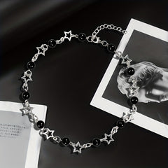 Punk Star & Beads Chain Necklace Y2K Style Jewelry Gift