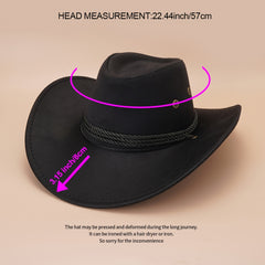 Wide Brim Western Cowboy Hat for Men and Women