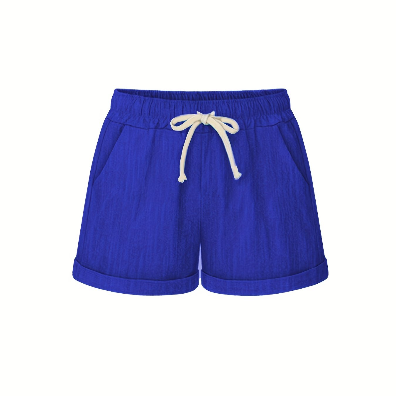 Solid Drawstring Elastic Waist Shorts Plus Size