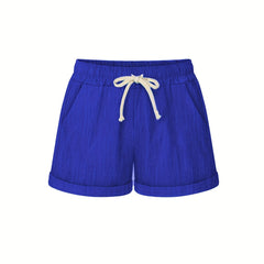 Solid Drawstring Elastic Waist Shorts Plus Size
