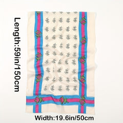 Rose Print Chiffon Scarf Classic Thin Large Shawl Women Windproof Head Wrap