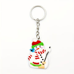 3pcs Christmas Figure & Tree Charm Keychain Party Gift PVC Rubber Pendants
