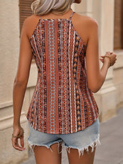 Ethnic Print V neck Cami Top Spaghetti Strap Casual Summer Women's Clothing
