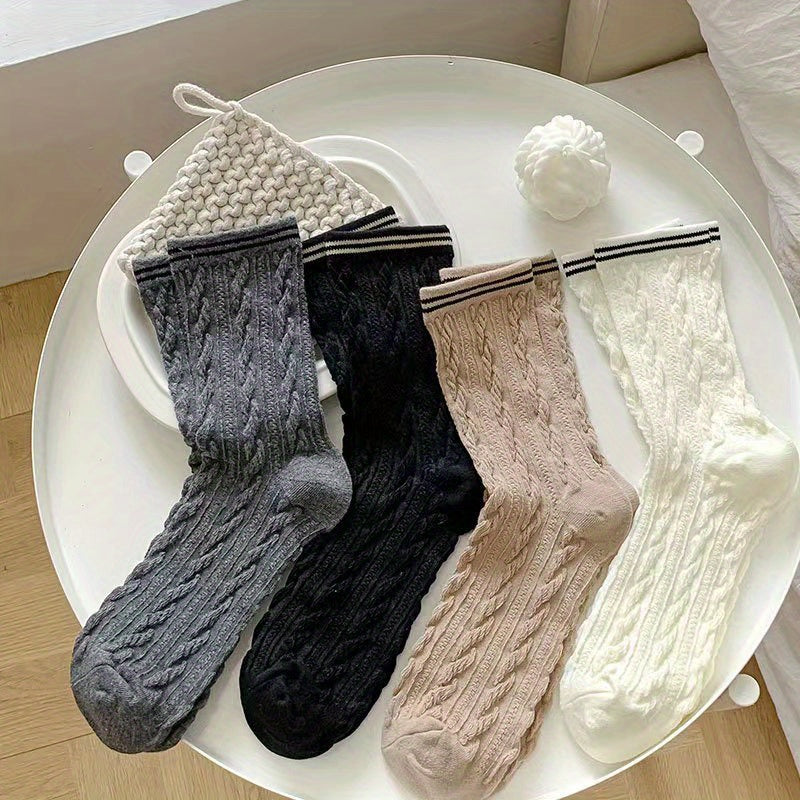 Striped Twist Textured Socks Women's Stockings
