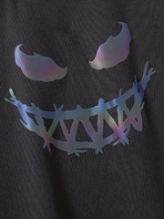 Boys Happy Face Print T-shirt & Shorts Set Summer Outfit