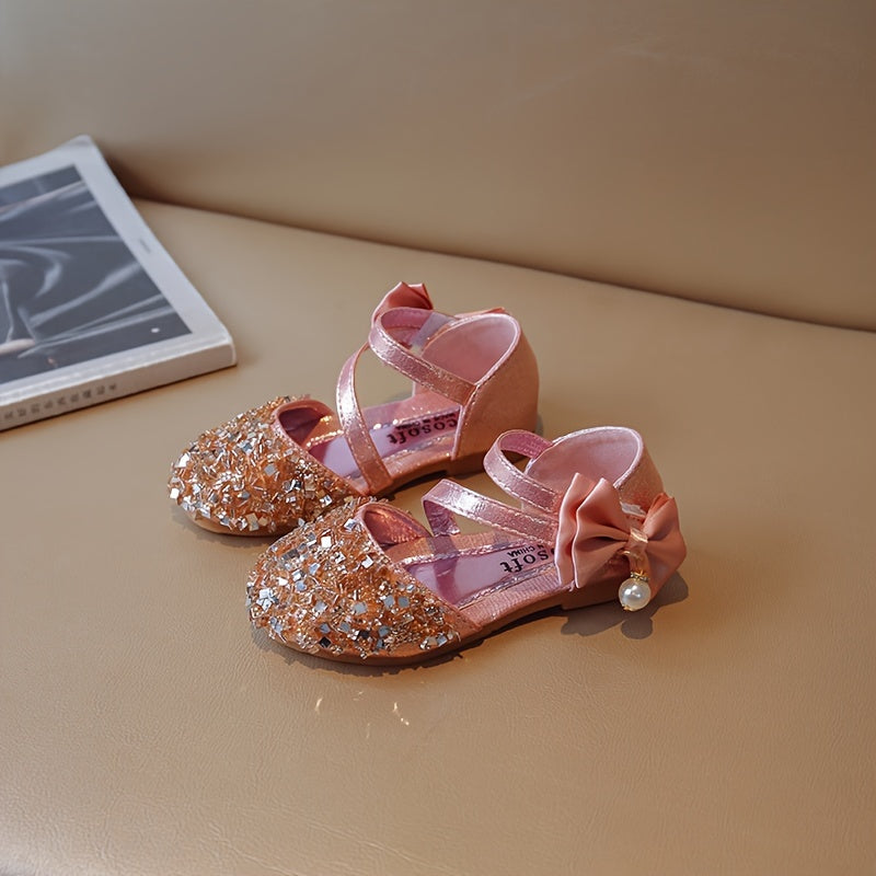 Girls Sequin Dress Shoes Soft Bottom Lightweight Breathable Shoes