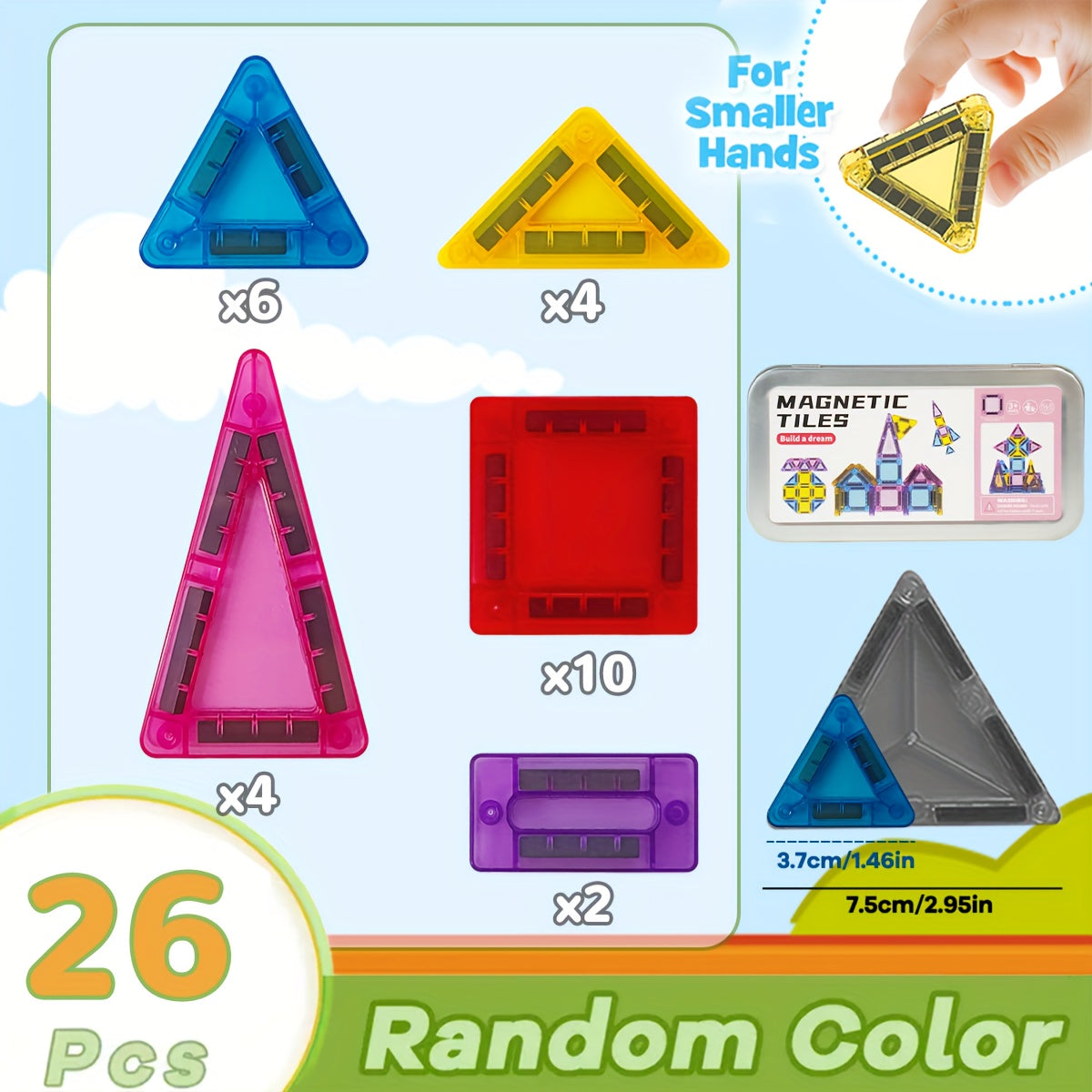 26 42pcs Mini Magnetic Building Blocks Travel Set with Iron Storage Box