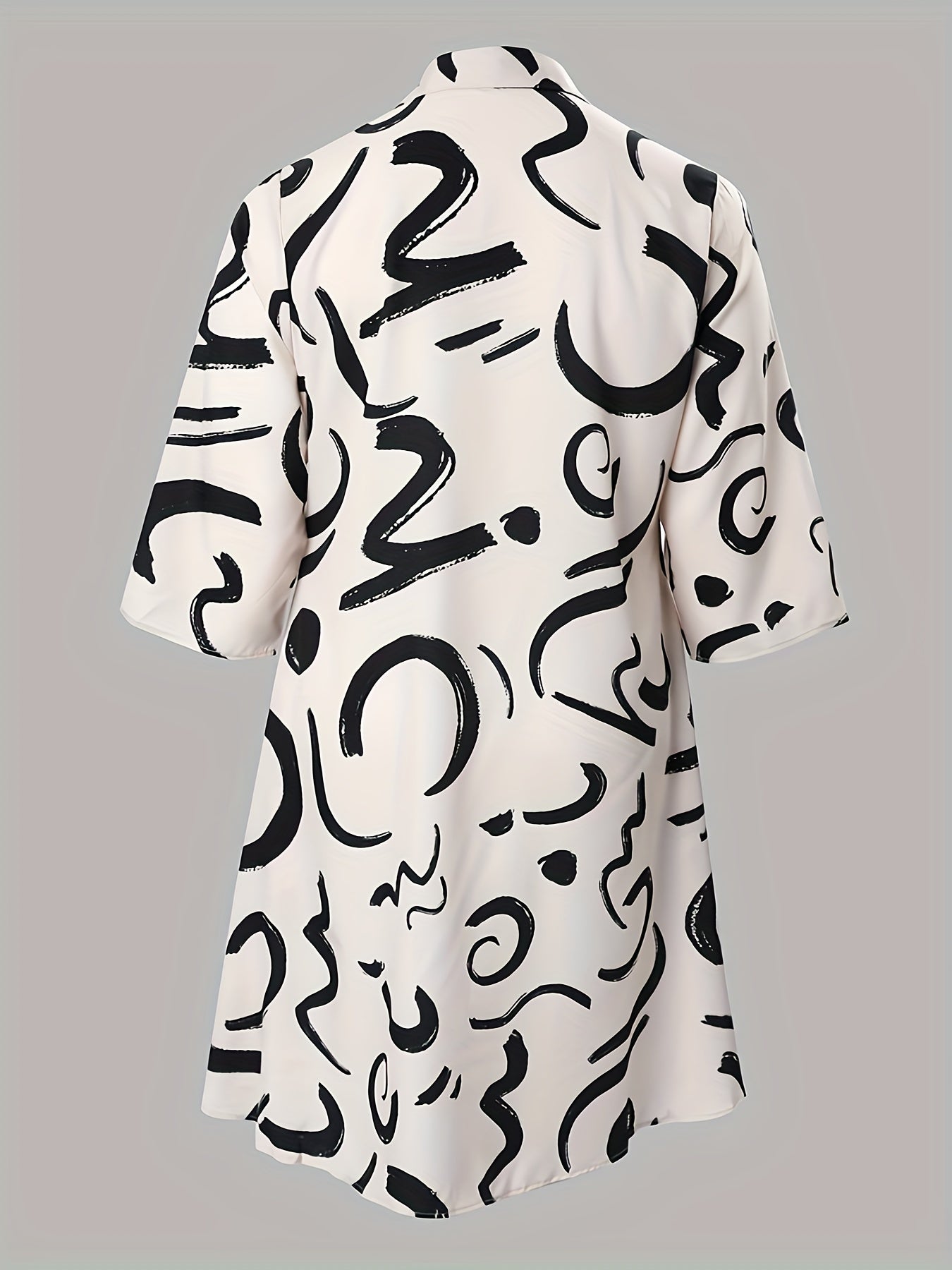Women's Plus Graffiti Print Half Sleeve Swing Dress
