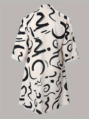 Women's Plus Graffiti Print Half Sleeve Swing Dress