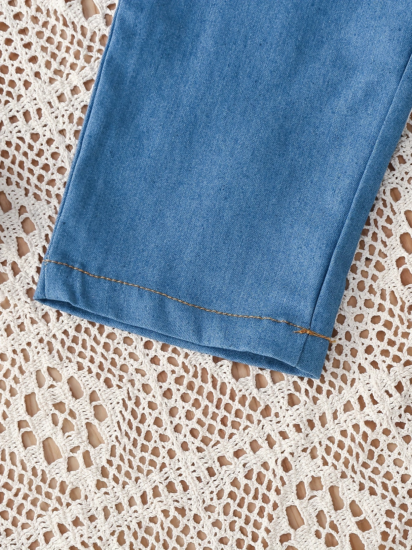 Girls' Denim Suit Long Sleeve Shirt Elastic Waist Jeans Set