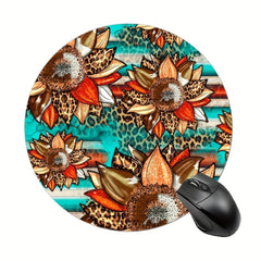 Colorful Tropical Leaves Round Mouse Pad - Non Slip Rubber Base