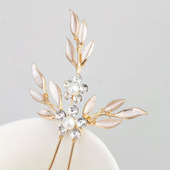 3pcs Rhinestone Flower & Leaf Hair Pin Bridal Wedding Accessory