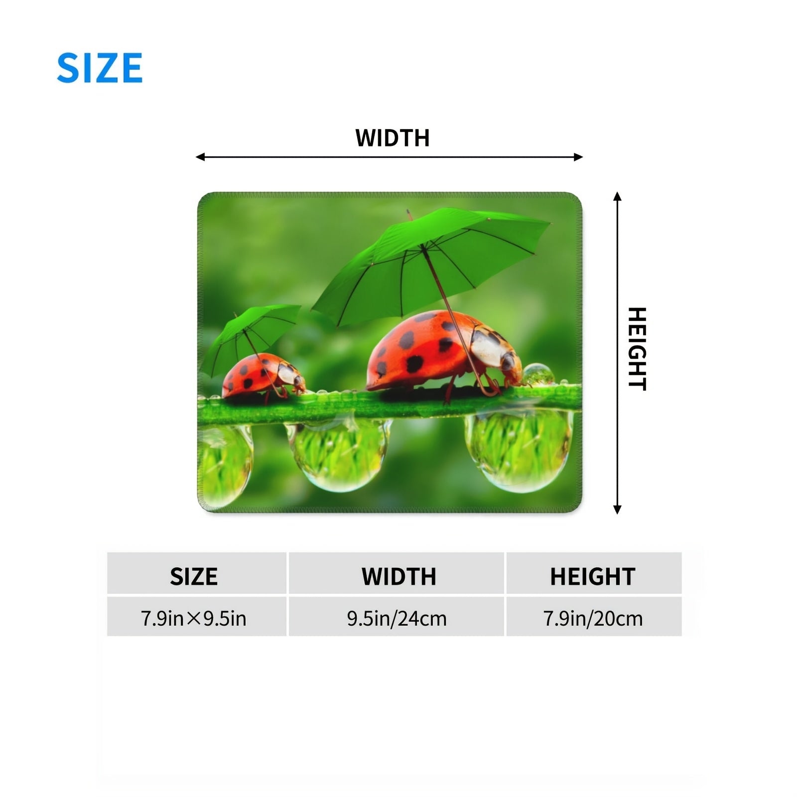 Ladybug Rectangular Mouse Pad 20x24cm for Home Office Games