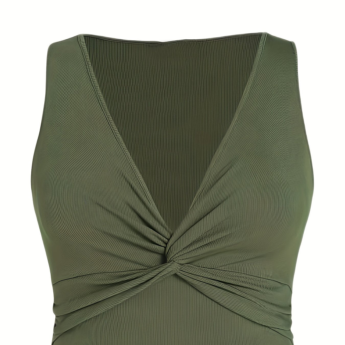 Ribbed Twist Front V Neck Vest Top