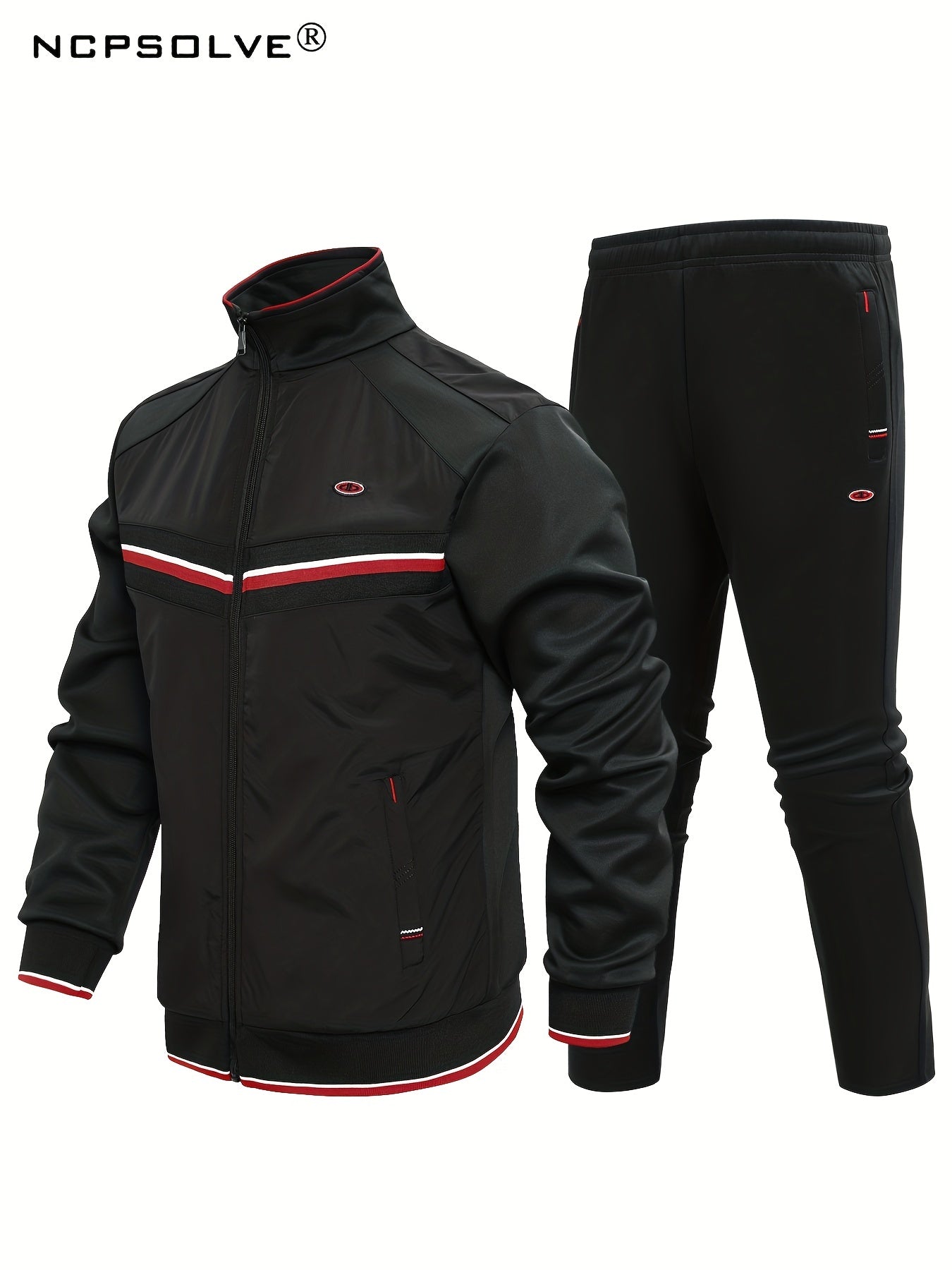 Men's Sports Suit Striped Jacket & Solid Pants
