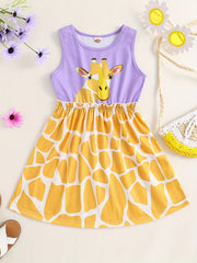 Toddler Girls Giraffe Embroidery Dress Casual Summer Clothes